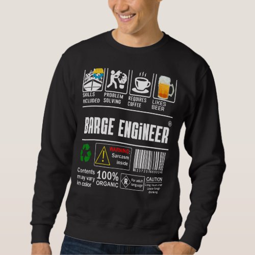 Barge Engineer Label Skills Problem Solving Coffee Sweatshirt