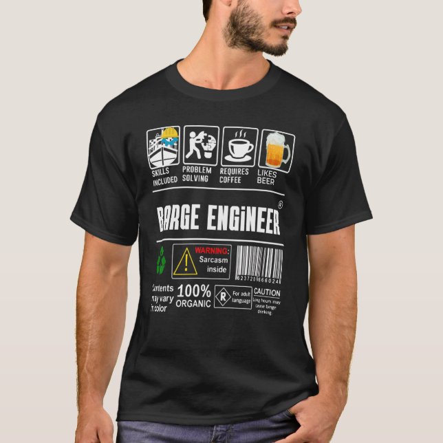 Barge Engineer Label Skills Problem Solving Coffee T-Shirt (Front)