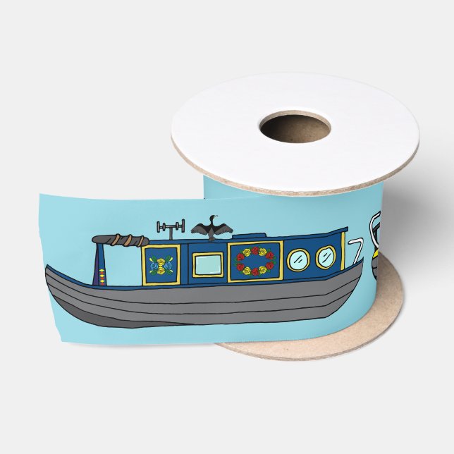 Barges and Canal Boat Narrowboats Birthday Satin Ribbon (Spool)