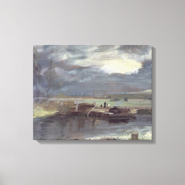 Barges on the Stour with Dedham Church in the Dist Canvas Print (Front)