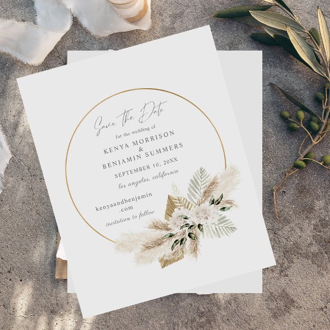 Bargin Boho Pampas Grass Floral Save the Date (Creator Uploaded)