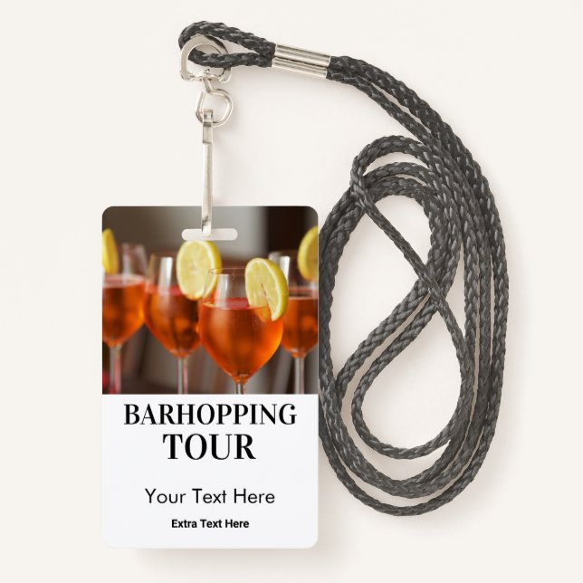 Barhopping City Bars Tour Photo & Logo Badge (Front with Lanyard)