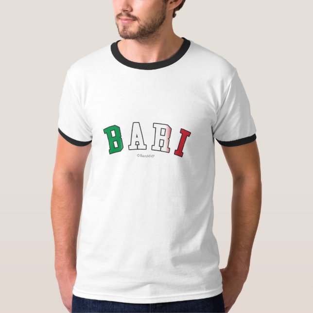 Bari in Italy national flag colors T-Shirt (Front)
