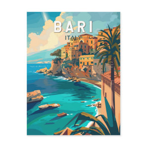 Bari Italy Travel Art Vintage Postcard
