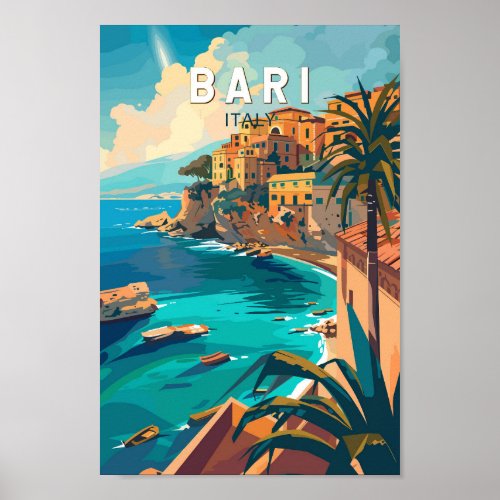 Bari Italy Travel Art Vintage Poster