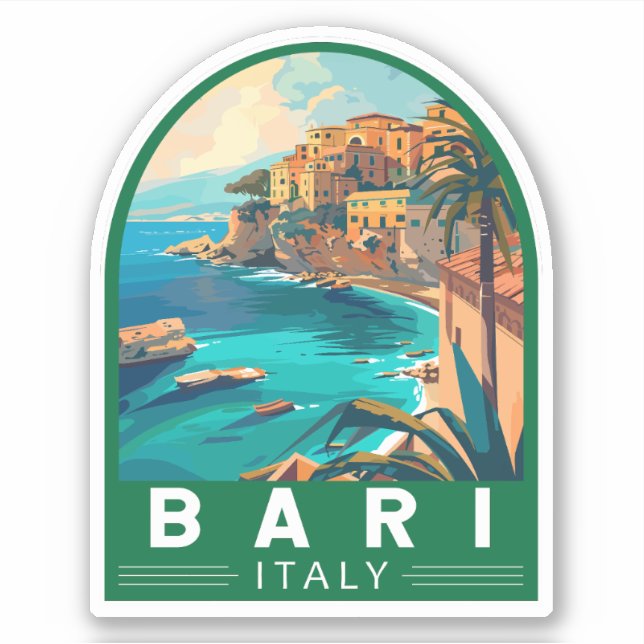 Bari Italy Travel Art Vintage Sticker (Front)