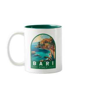 Bari Italy Travel Art Vintage Two-Tone Coffee Mug