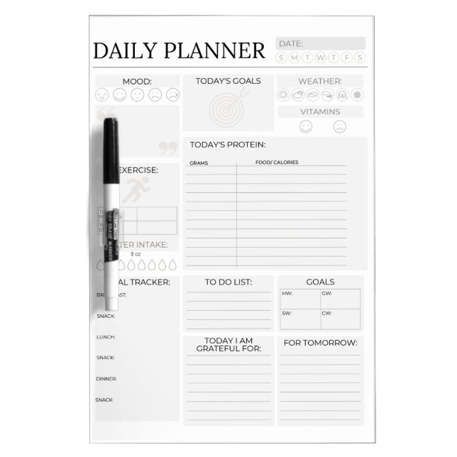 Bariatric -Diet -Daily Planner Dry Erase Board (Front)