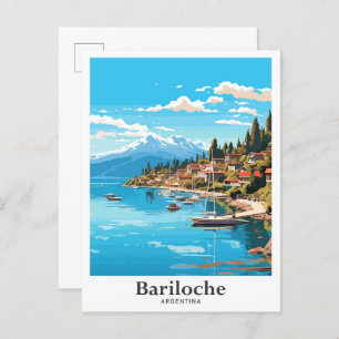 Bariloche Argentina Vintage Travel Illustration Postcard