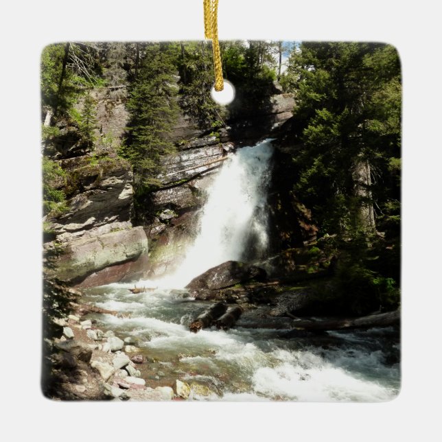 Baring Falls at Glacier National Park Ceramic Ornament (Front)