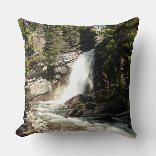 Baring Falls at Glacier National Park Throw Pillow (Front)