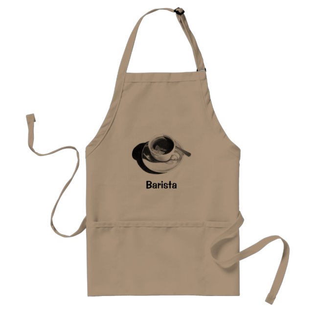 BARISTA APRON: PENCIL DRAWING, COFFEE CUP ADULT APRON (Front)