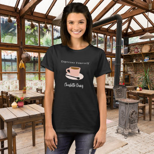 Barista black white cup coffee name quote T-Shirt