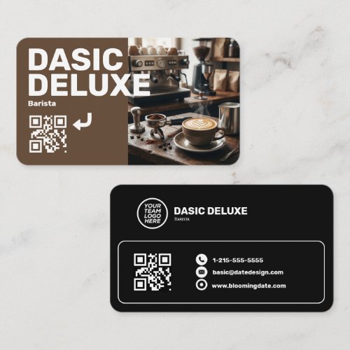 Barista business card with Logo and QR code