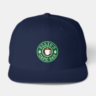 Barista caps with custom coffee shop cup logo