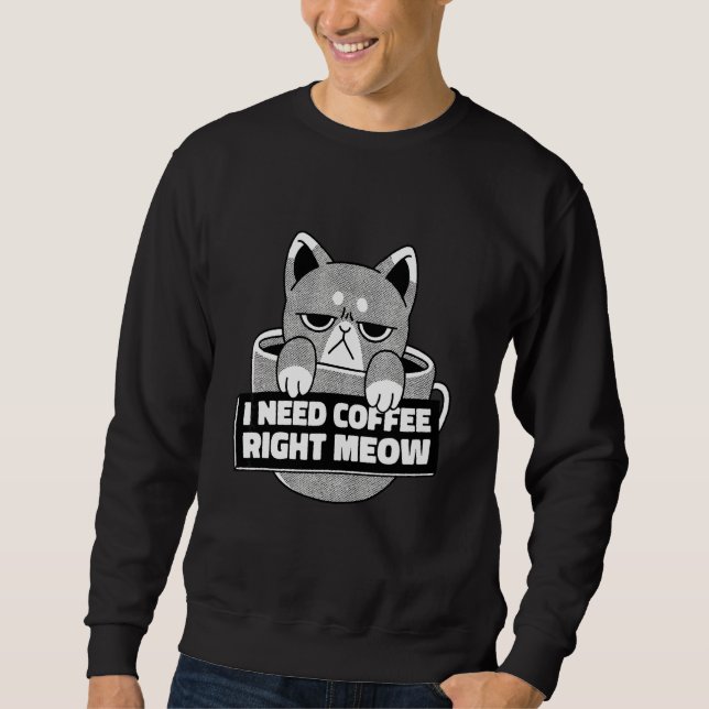 Barista Cat Coffee Mug Caffeine Sweatshirt (Front)