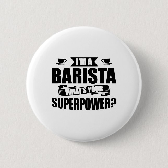 Barista Coffee | Baristas Cafe Cappuccino Gift Button (Front)