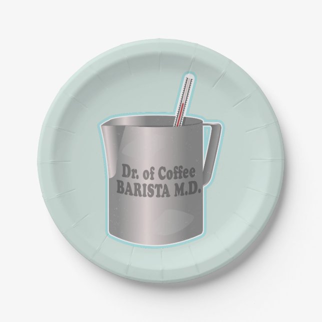  Barista coffee making funny doctor Paper Plates (Front)