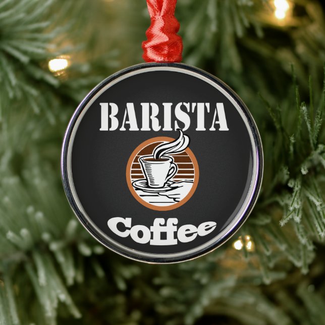 Barista Coffee  Metal Ornament (Tree)