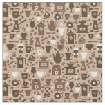 Barista coffee themed brown pattern fabric