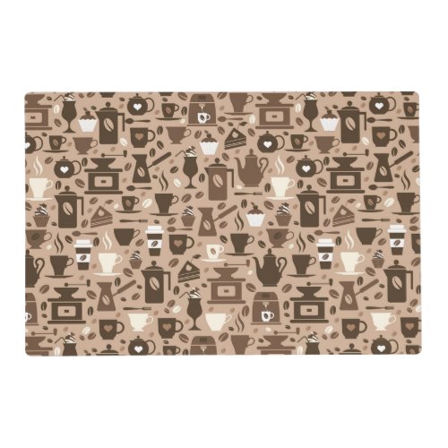 Barista coffee themed brown pattern placemat