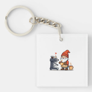 Barista Gnome Brewing Coffee Keychain