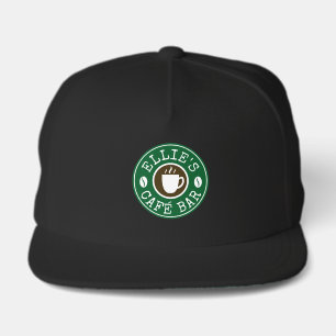 Barista hat with custom coffee shop company logo