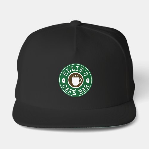 Barista hat with custom coffee shop company logo
