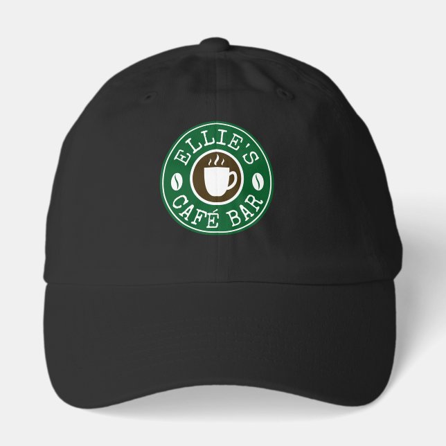 Barista hat with custom coffee shop logo (Front)