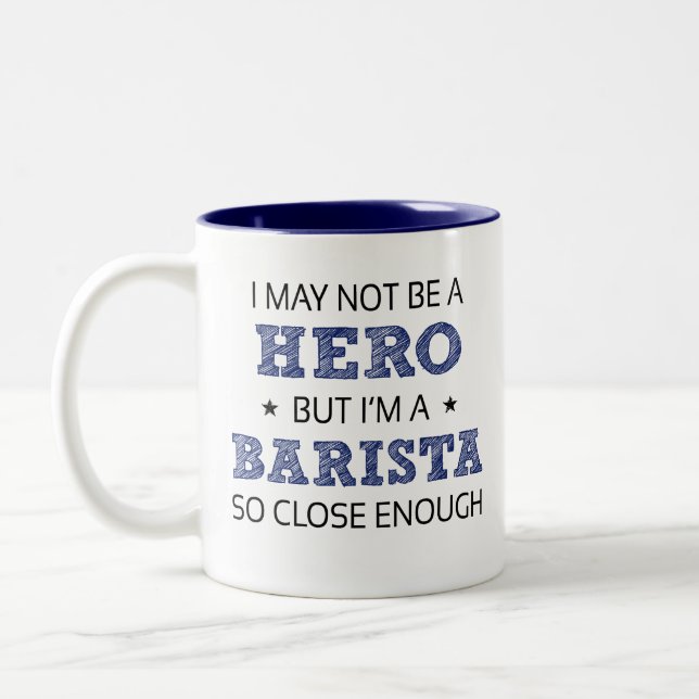 Barista Hero Humor Novelty Two-Tone Coffee Mug (Left)