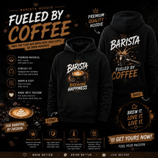 Barista Hoodie – Fueled By Coffee Graphic Hoodie