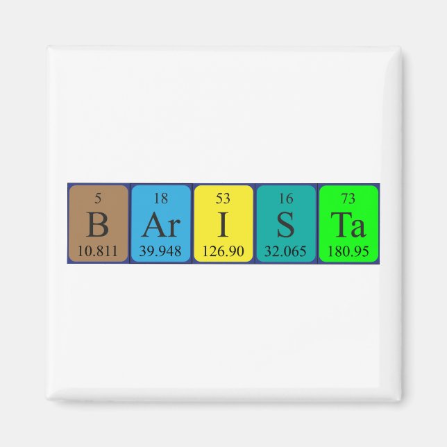 Barista periodic table name magnet (Front)