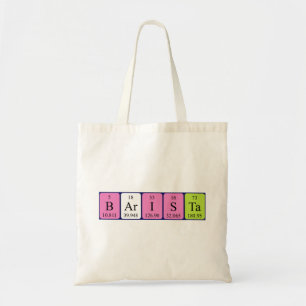 Barista periodic table name tote bag