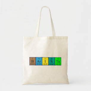 Barista periodic table name tote bag