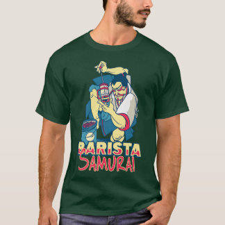 Barista Samurai French Press motif Coffee Lover an T-Shirt