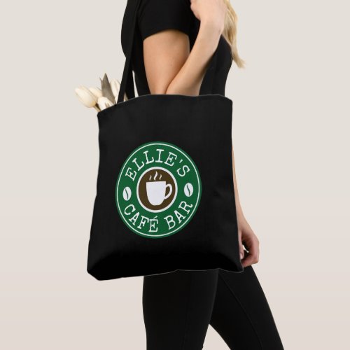 Barista shoulder tote bag with coffee shop logo