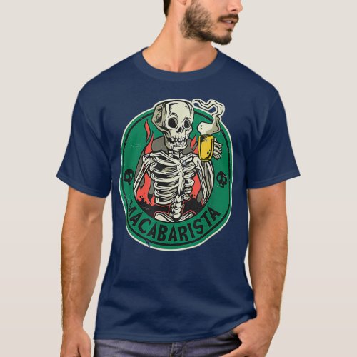 Barista Skeleton Drinking Coffee T_Shirt