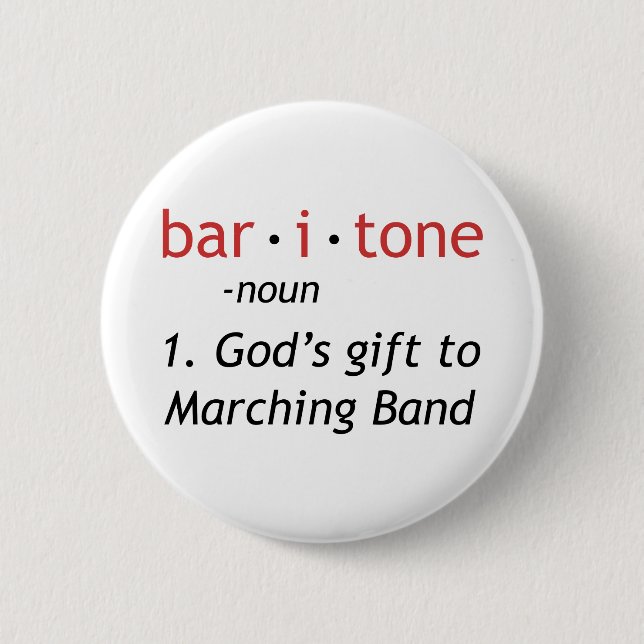 Baritone Definition Funny Marching Band Button (Front)