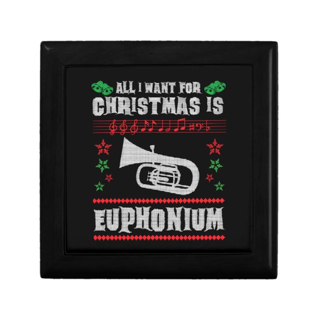 Baritone Euphonium Ugly Christmas Sweater Style Gift Box (Front)