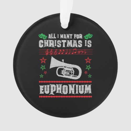Baritone Euphonium Ugly Christmas Sweater Style Ornament