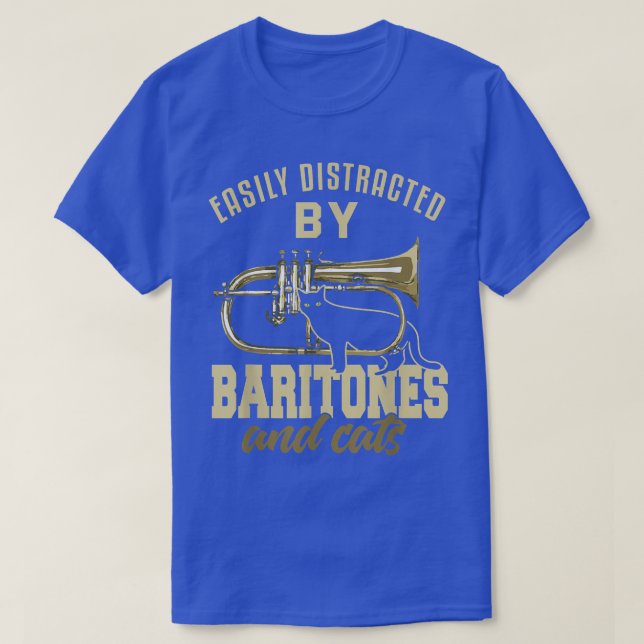 Baritone  Funny Cat Lover Marching Band Baritonist T-Shirt (Design Front)
