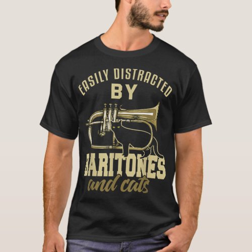 Baritone Funny Cat Lover Marching Band Baritonist T_Shirt