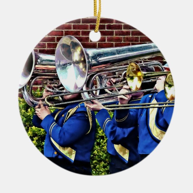 Baritone Horns and Trombones Ceramic Ornament (Front)