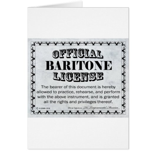 Baritone License Cards (Front)