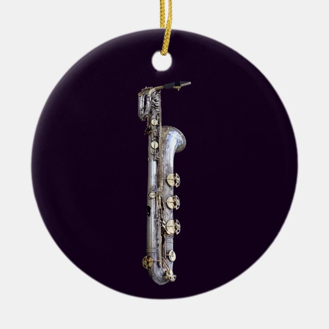 Baritone Saxophone Ceramic Ornament (Front)