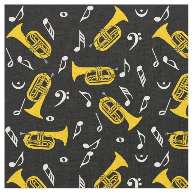 Baritones Bass Clef Music Notes Fabric (Close Up)