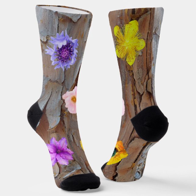 Bark and Flowers  Socks (Angled)