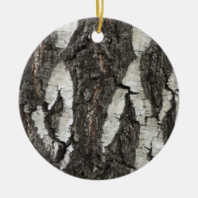 Bark Birch Wood Ceramic Ornament (Front)