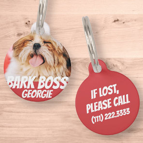 Bark Boss Pet Dog Photo Modern Cool Simple ID Tag