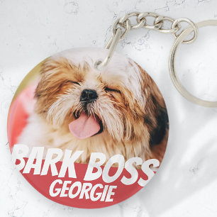 Bark Boss Pet Dog Photo Modern Cool Simple Keychain